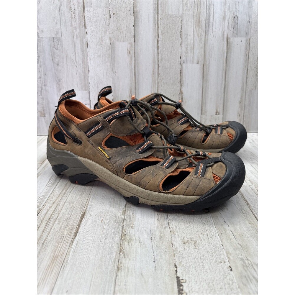 Keen Waterproof Men's Closed Toe Sandals Shoes Sz 13 Trail Hiking Brown Leather